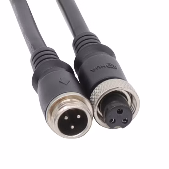 Homem impermeável do conector circular do sensor M12 da cabeça da aviação de 4 Pin ao cabo fêmea