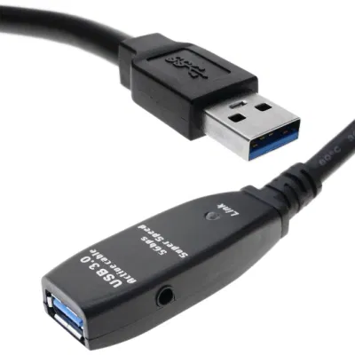 Cabo de extensão USB3.0 macho para fêmea alimentado 30m